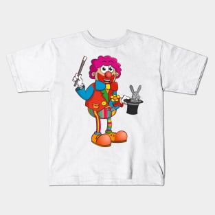 The clown magician who pulls a rabbit out of his hat. Kids T-Shirt